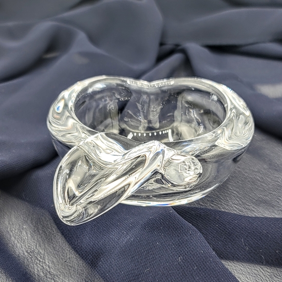 Cofrac Art Verrier France Lead Crystal Apple Trinket Dish Signed Vintage - Picture 3 of 8